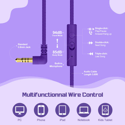 Kids Wired Headphones For School