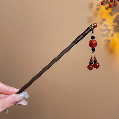 Retro Red Flower Hair Stick.
