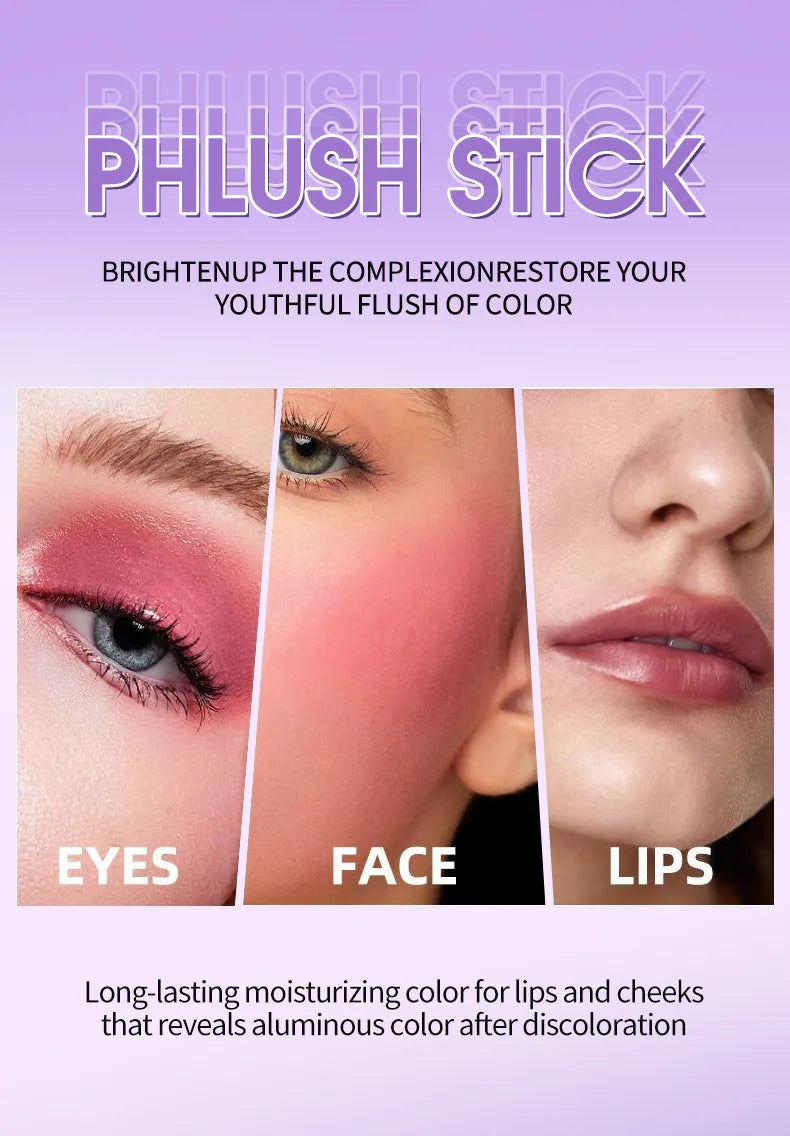 Colorchanging Blush and Lip Balm Dual Applicator Stick Keeps Makeup in Place, Provides Natural Temperature-changing Blush Effect