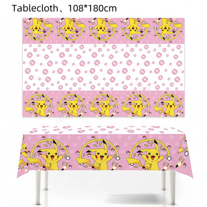 Pokemons Birthday Party Decoration Lightning Pikachu Balloon Tableware Kit Cup Plate Gift Bag Kid Favor Gift Baby Shower Supplie