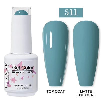 Clou Beaute 15ml Red Color Gel Polish Vernis Semi Permanent UV Varnish Gel Nail Polish Hema TPO Free Nails Art Manicure TOP BASE