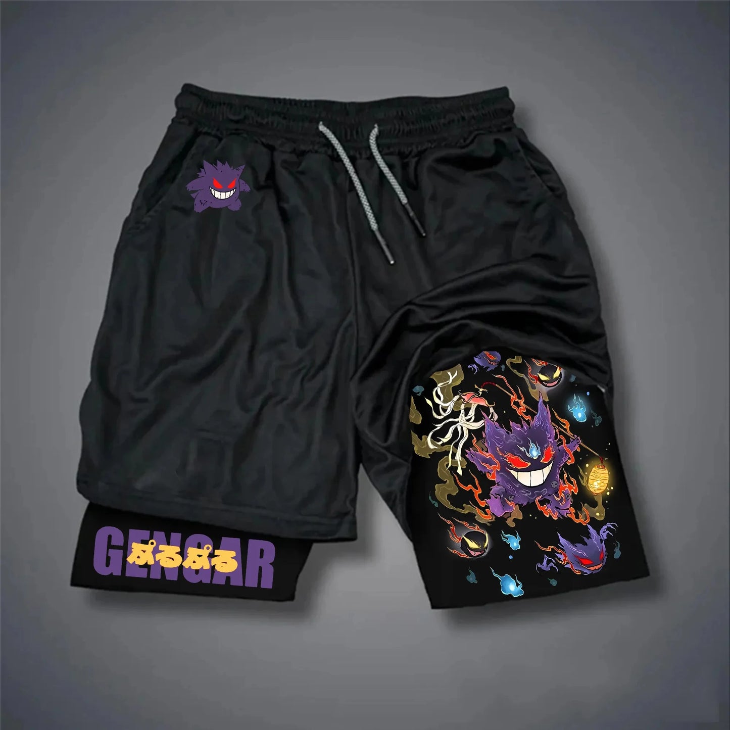 2025 Pokémon Japanese Anime Game Merchandise Double Shorts Latest Men Trend Breathable Sports Five-point Shorts