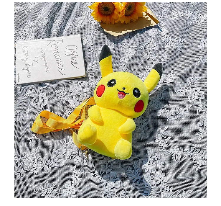 30cm Pokemon Fashion Japanese Anime Fun Cartoon Small Bag Pikachu Plush Doll Backpack Girl Cute Pikachu Plush Backpack