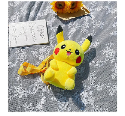 30cm Pokemon Fashion Japanese Anime Fun Cartoon Small Bag Pikachu Plush Doll Backpack Girl Cute Pikachu Plush Backpack