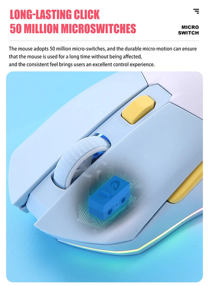DAREU EM901X Wireless Mouse, 2.4G Wired Dual-mode Mouse, AIM-WL 12000 DPI RGB Magnetic Charging Dock Gaming Mouse for PC Gamer
