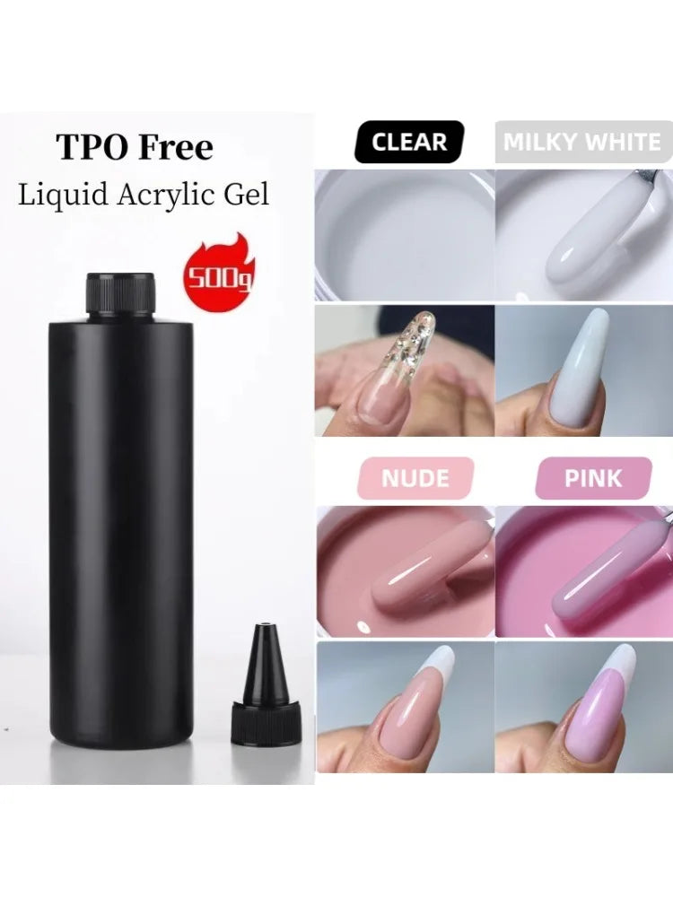 MSHARE 500g Liquid Acrylic Gel Acrygel TPO Hema Free Builder Nail Gel For Nails Extension Constuction Self Level Soak Off UV LED