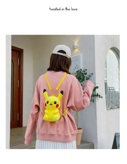 30cm Pokemon Fashion Japanese Anime Fun Cartoon Small Bag Pikachu Plush Doll Backpack Girl Cute Pikachu Plush Backpack
