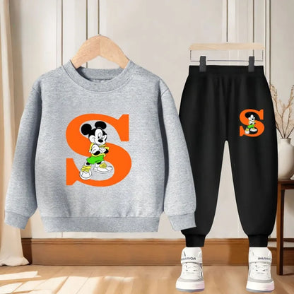 Disney Spring and Autumn Mickey Printed Boys 2-piece Sets Children's Casual Sweatshirt and Sweatpant 2pcs Set Kids Hoodies Set