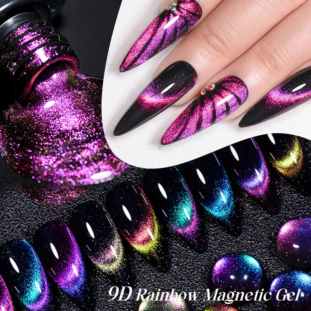 MEET ACROSS 11/9/10Pcs Cat Magnetic Gel Nail Polish 9D Magnetic Gel Semi Permanent Nail Art Soak Off UV Gel Varnish Nails Kit