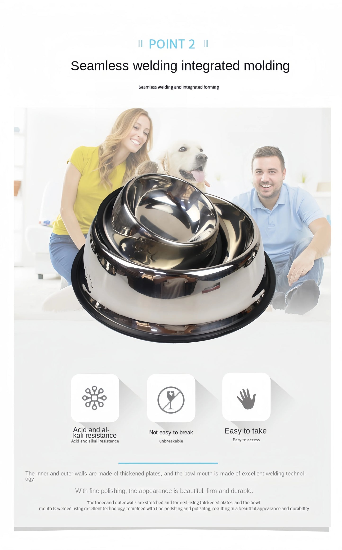 Pet Dog Cat Stainless Steel Bowl Pet Feeding Bowl Cat and Dog Drinking Bowl Metal Feeder Bowl Durable Easy To Clean Pet Supplies