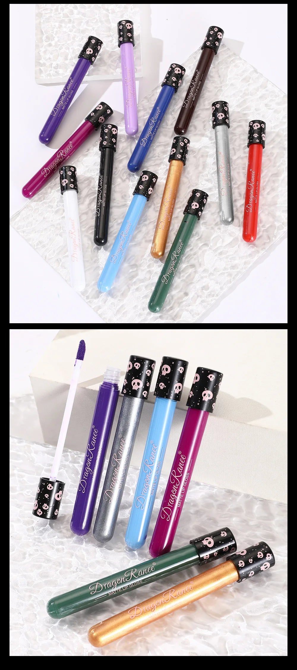 12 Color Halloween Lip Gloss Makeup Black Green Purple Lipstick Christmas Tint Moisturizer Waterproof Matte Lipstick Lip Pigment