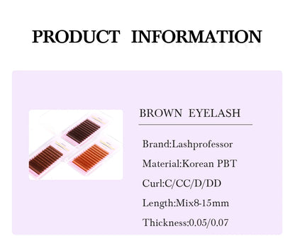 Brown Individual Eyelashes Extension 8-15 Mixed Lash Colorful Premium Dark Brown Lashes Soft Natural Mink False Eyelashes Makeup
