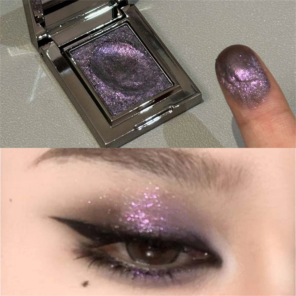 Metallic Glitter Eyeshadow Cream Sparkling Mousse Shimmer Highlighter Pressed Pigments Punk Purple Pearlescent Eyeshadow Palette