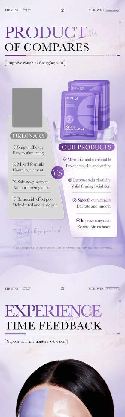 BIOAQUA Retinol & Collagen Anti-Wrinkle Mask Set: 5-Piece Rejuvenating Treatment