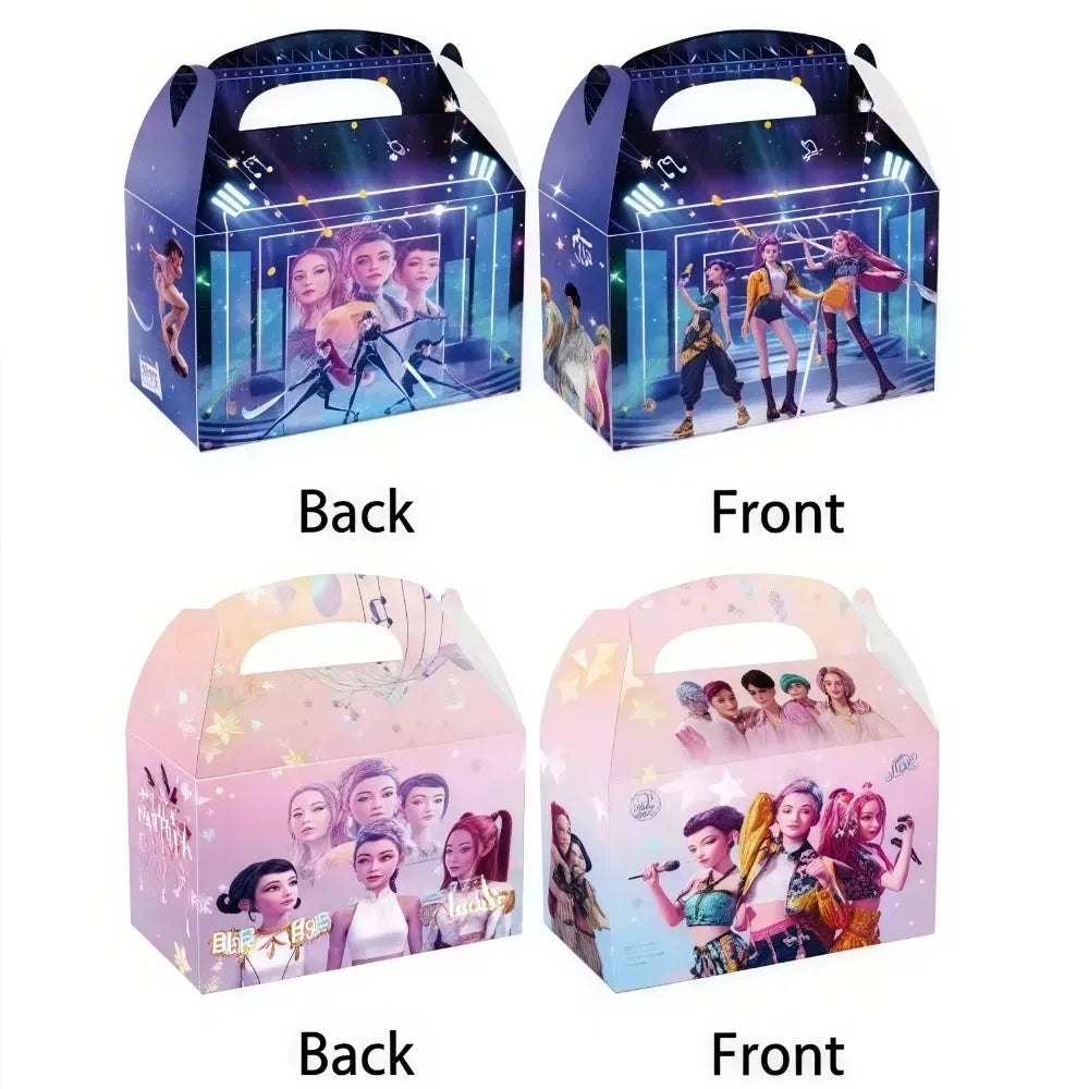 K-Pop Hunters "Idol Snack" Party Set: Candy Boxes, Popcorn Buckets & Food Trays