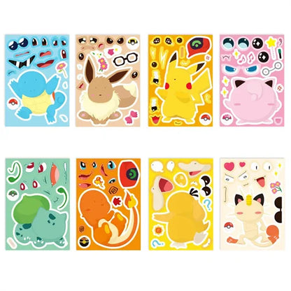 Pokemon DIY Puzzle Sticker Birthday Decoration Pikachu Make A Face Stickers Pokemon Sticker Kids Toys Boys Gifts Party Supplies