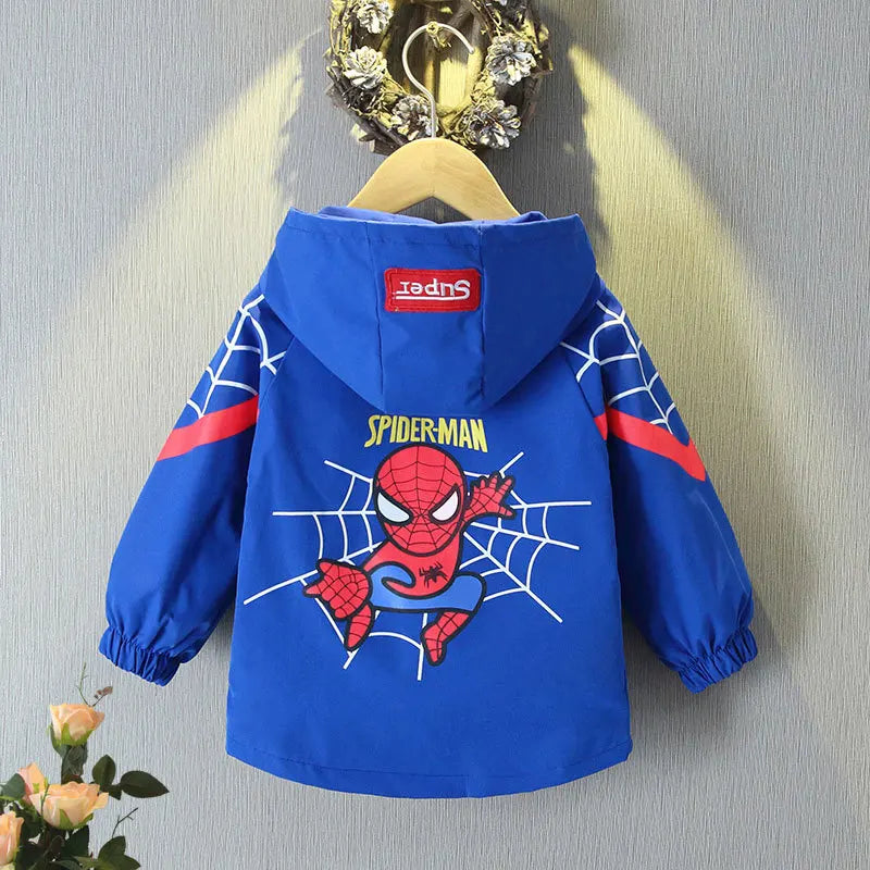 Boys Spiderman Hooded Jackets 1-10 Years Girls Spring Autumn Stitch Print Sports Coats Children Cartoon Outerwear Kids Clothes