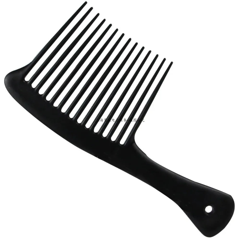 5PCS Black Large Wide Tooth Comb with Hook Handle Hair Loss Reduction Detangling Styling Brush for Salon Dyeing Haircare Tools
