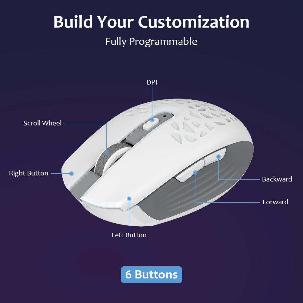 Delux M820DC PAW3335 Wired + Wireless + Bluetooth Gaming Mouse 80 Million Clicks 16000 DPI RGB Rechargeable Mice For Computers