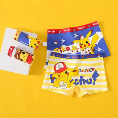 4pcs Pokemon Boys Boxer Underpants Cotton Anime U Pouch Bulge Underwear Cartoon Shorts Kids Cute Breathable Boxer Pants 2-12Y