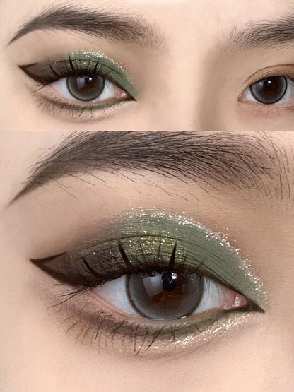 9 Color Eyeshadow Palette Olive Green Smoky Eye Look Pearlescent Shimmer Matte Eyeshadow Powder Makeup Palette Glitter Cosmetics