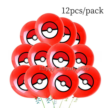 Pokemon Latex Balloons Birthday Party Decor Cartoon Pikachu Balloon Poke Ball Balloons Baby Shower Kids Favor For Party Supplies