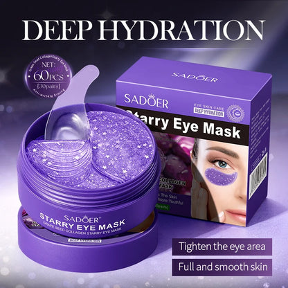 SADOER Starry Grape Collagen Eye Mask: 60pcs Anti-Dark Circle & Deep Hydration Patches