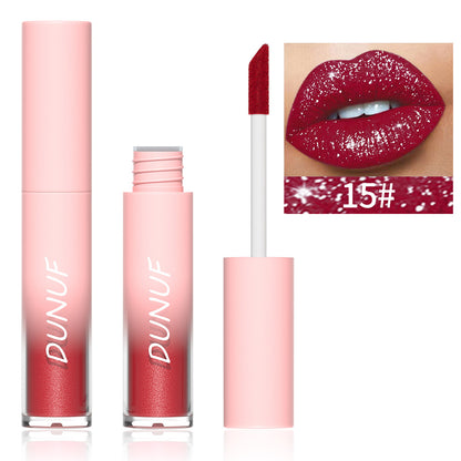 18 Color Sexy Red Diamond Glitter Lip Gloss Metallic Waterproof Long Lasting Matte Shimmer Liquid Lipstick Women Makeup Cosmetic