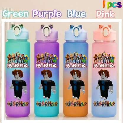 Roblox Anime Cartoon Straw Drink Bottle 750ml Gradient Color Water Cup Game Student Daily Necessities Gourde Boy Holiday Gift