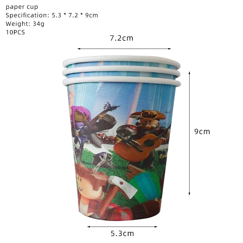 139PCS Roblox Birthday Decoration Party Kit Disposable Tableware Set Roblox Game Tablecloth Balloon Gift Bag Kids Party Supplies