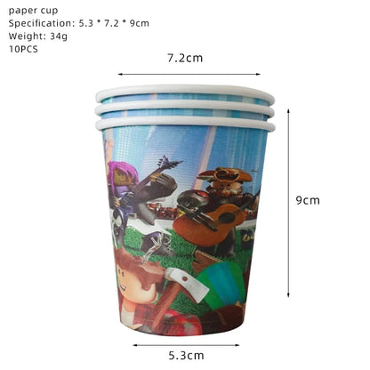 139PCS Roblox Birthday Decoration Party Kit Disposable Tableware Set Roblox Game Tablecloth Balloon Gift Bag Kids Party Supplies