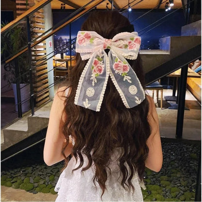 Embroidered Lace Hair Bow.