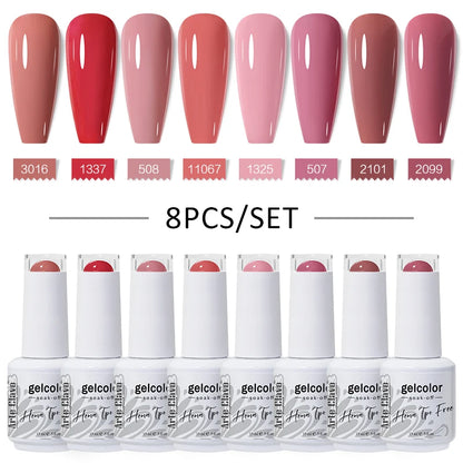 Arte Clavo 8Pcs/Set Gel Nail Polish Set 15ml Colorful Semi Permanent For Manicure Varnish Soak Off UV LED Nail Art Gel Kits