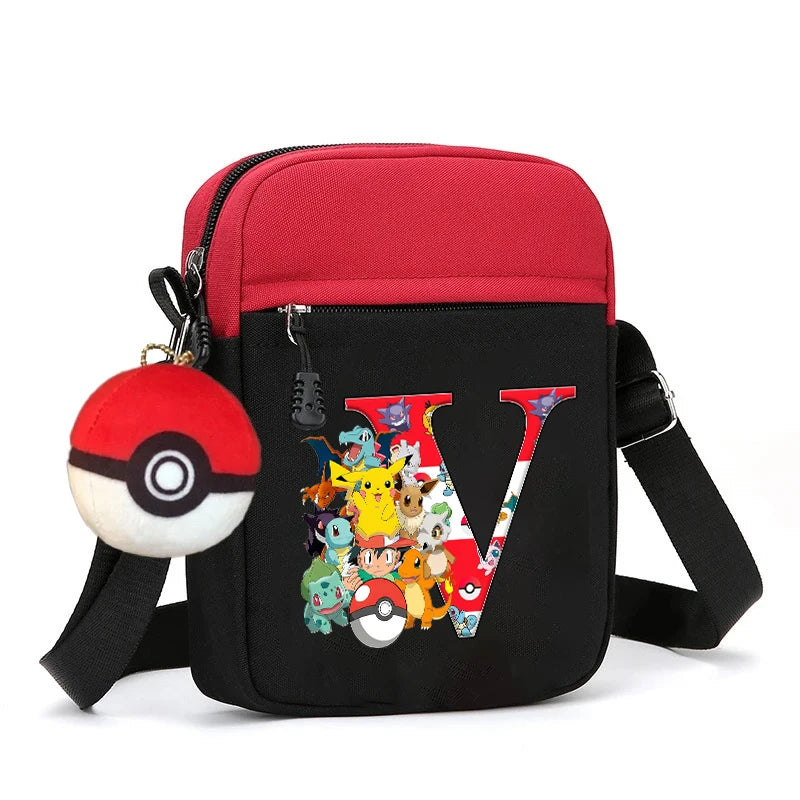 Cute Pokemons Letter A-Z Chest Packs Anime Pikachus Boy Girl Daily Travel Phone Pouch Shoulder Bag Outdoor Sport Crossbody