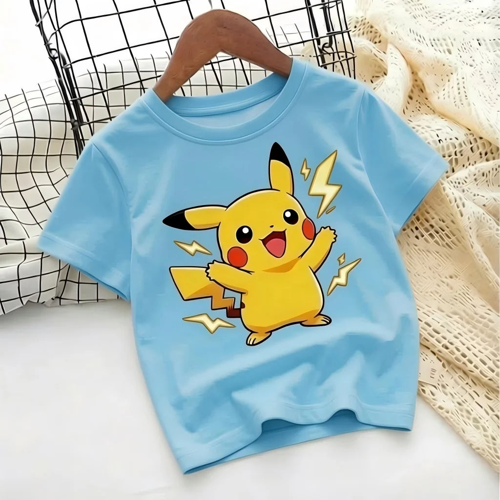 T-shirt with Pokémon Jigglypuff print for summer 2026, loose 100% cotton T-shirt for travel, games, and Y2k sports