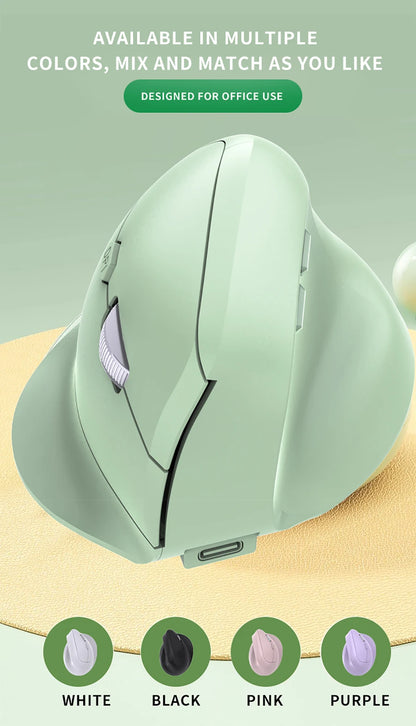Ergonomic Bluetooth5.0&2.4G Wireless Vertical Mouse with Silent Button,Rechargeable 1600DPI Optical Mice for PC/Laptop/Desktop