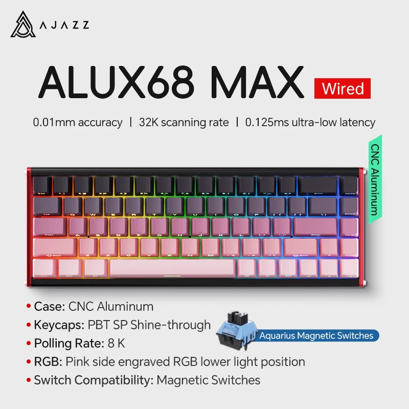 AJAZZ AK680 MAX/V2 Mechanical Keyboard HE Hall Effect Switch 60% 8k/1K RGB Wired/Wireless Gaming Rapid Trigger Magnetic Keyboard
