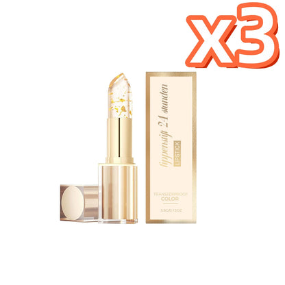 24K Gold Foil Color Changing Lipstick: Hyaluronic Acid Hydrating Lip Plumper