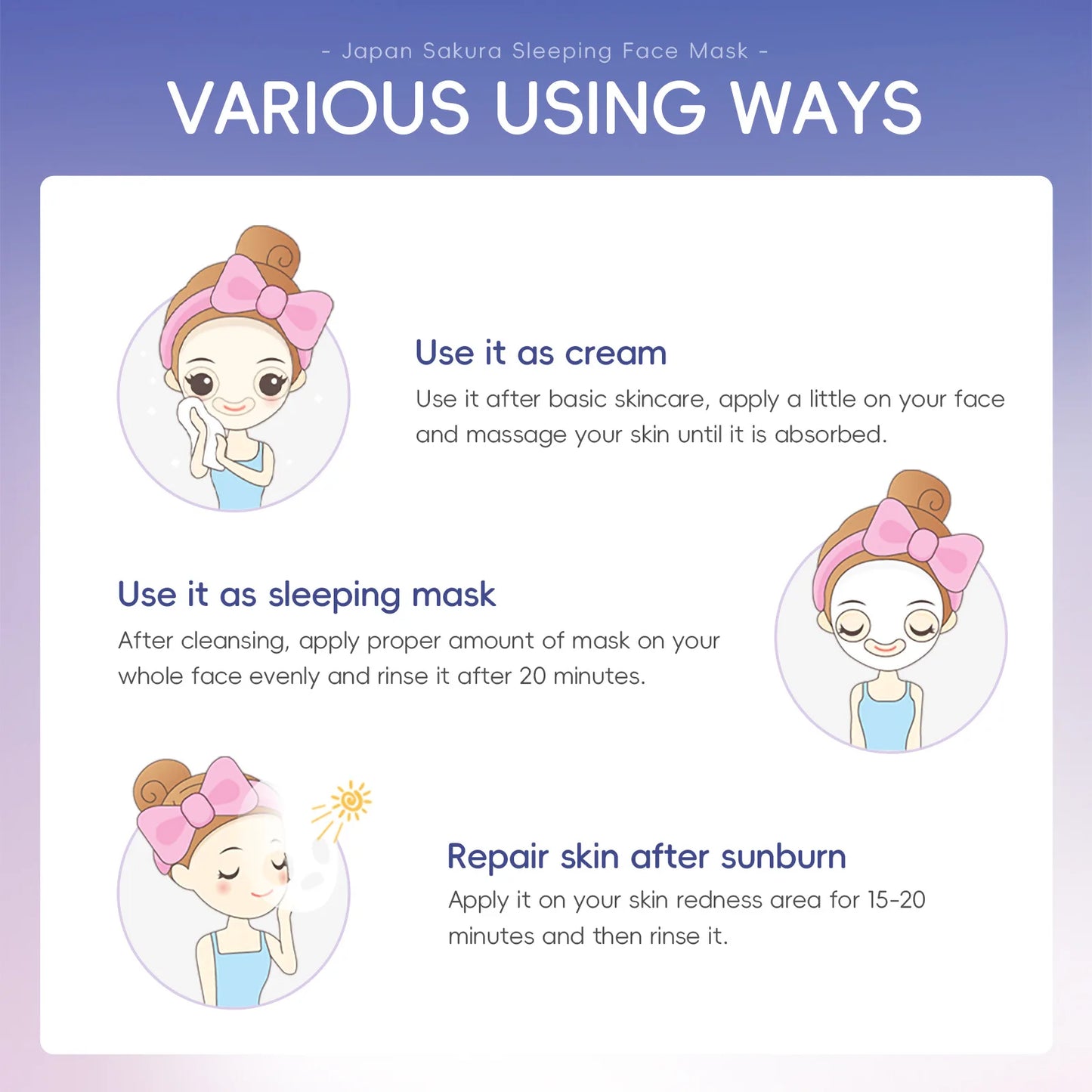 LAIKOU Sleeping Face Mask Set: 5pcs Night Repair & Deep Hydration Combo