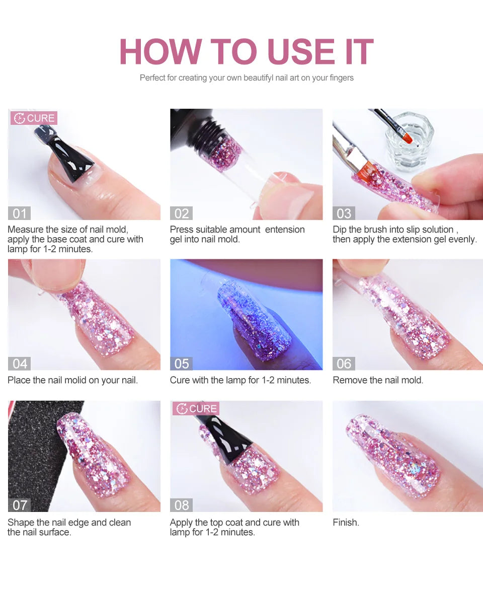 LIMEGIRL15ml Nail Gel Kit for Quick Expansion Nail Art Polymer Gel Nail Tool Finger Expansion Acrylic Gel Polisher Nail Art Set