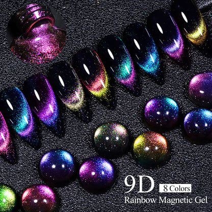 MEET ACROSS 11/9/10Pcs Cat Magnetic Gel Nail Polish 9D Magnetic Gel Semi Permanent Nail Art Soak Off UV Gel Varnish Nails Kit