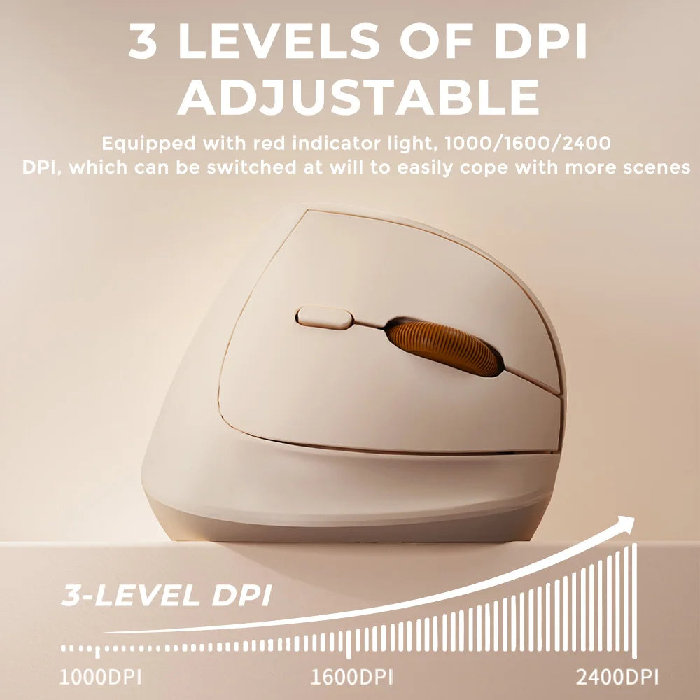 DAREU Mini Ergonomic Vertical Mouse 2.4G USB Bluetooth Wireless Optical Mice 3 Adjustable DPI 1000,1600,2400 for Small Hands