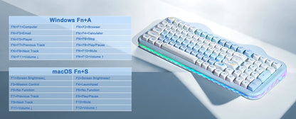 YUNZII C98 Wireless Mechanical Keyboard, 99-Key Hot Swap Gasket Keyboard with Numpad, Custom RGB Backlight,Cute Keeb for Win/Mac