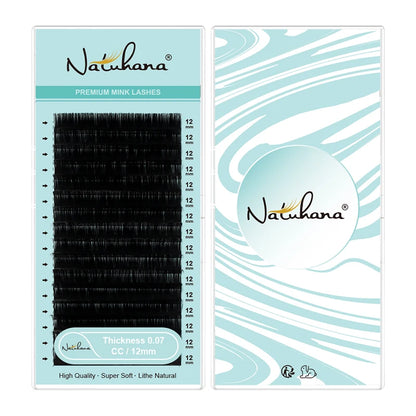 NATUHANA 16Rows B C cc D Eyelash Extensions Individual False Cilio Natural Soft Mink Lashes High Quality Matte Fake Eyelashes