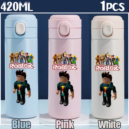 Roblox Anime Water Bottle DynaBlocks 304 Stainless Steel Thermos Cup 420ML Gourde Game Straight Drinking Cup Holiday Gifts