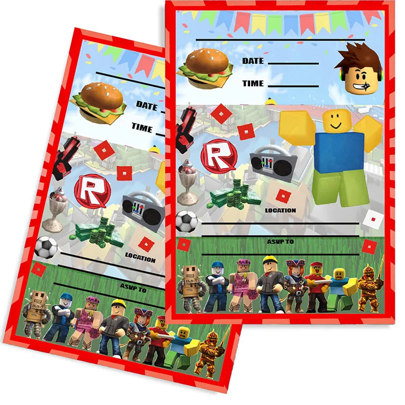 Roblox Birthday Party Invitation Cards (8pcs)