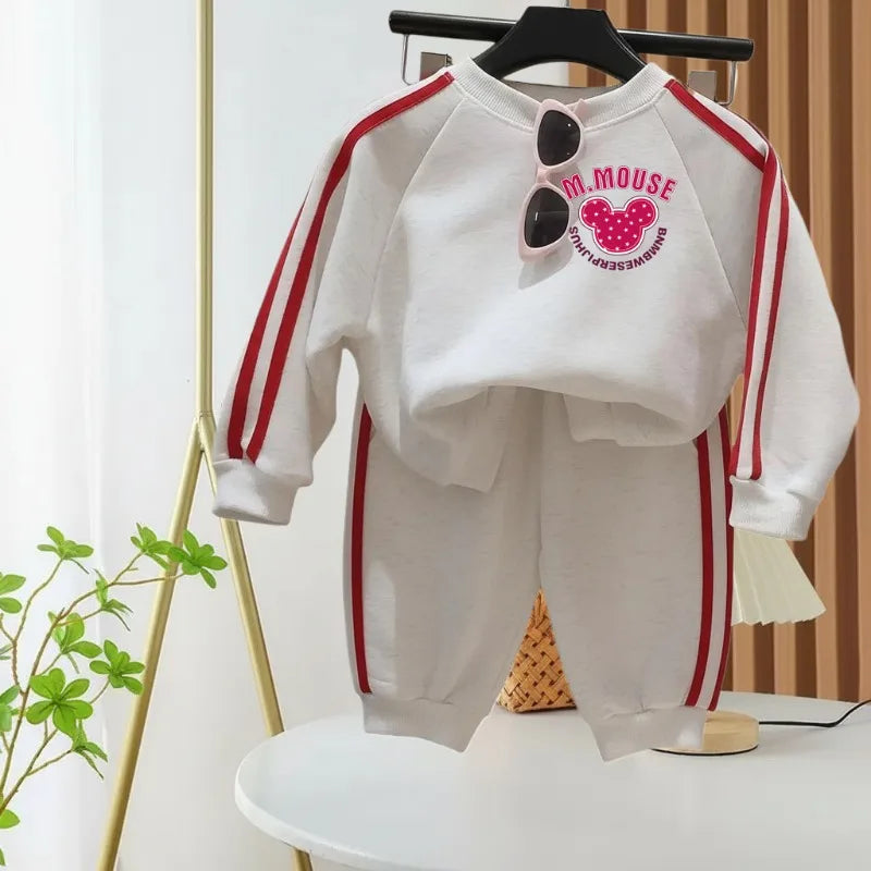 Spring New Style Girls Clothing Sets 2026 Children's Casual Tracksuits Fashion O Neck Hoodies and Side Stripe Trousers Two Piece