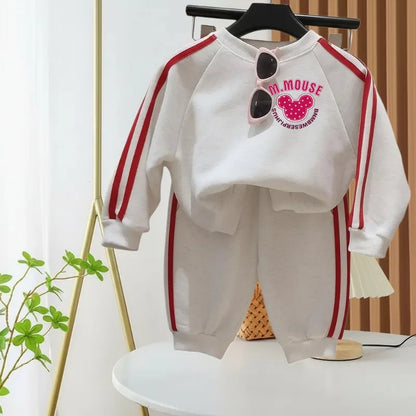 Spring New Style Girls Clothing Sets 2026 Children's Casual Tracksuits Fashion O Neck Hoodies and Side Stripe Trousers Two Piece