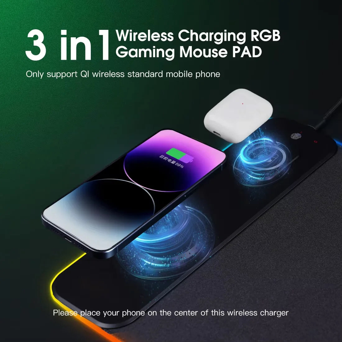 Ultimate RGB 3-in-1 Wireless Charging Desk Mat: XXL Extended Mousepad