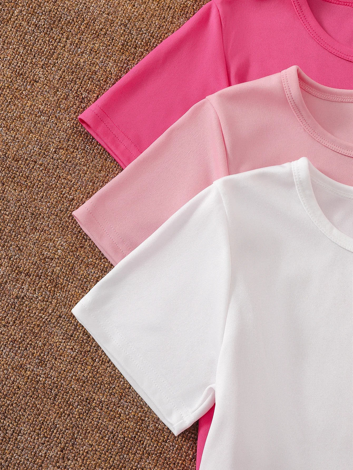 Girls' Essential 3-Pack 2-Piece Outfits: Solid Color Tee & Shorts Summer Loungewear Set